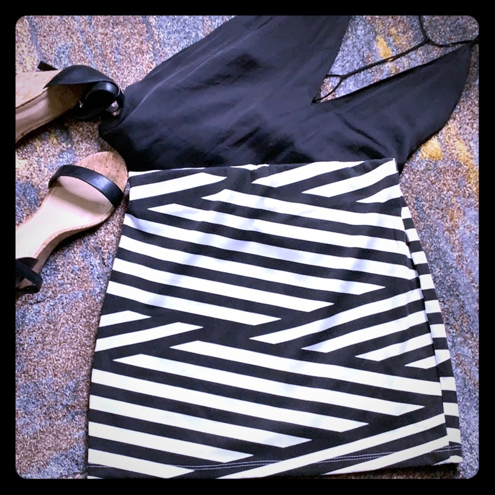 Black and white striped skirt!